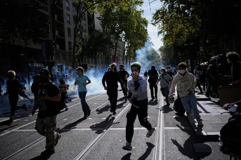 Teenage rioters in France.