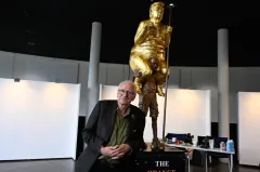 Golden naked Trump statue unveiled at European Parliament