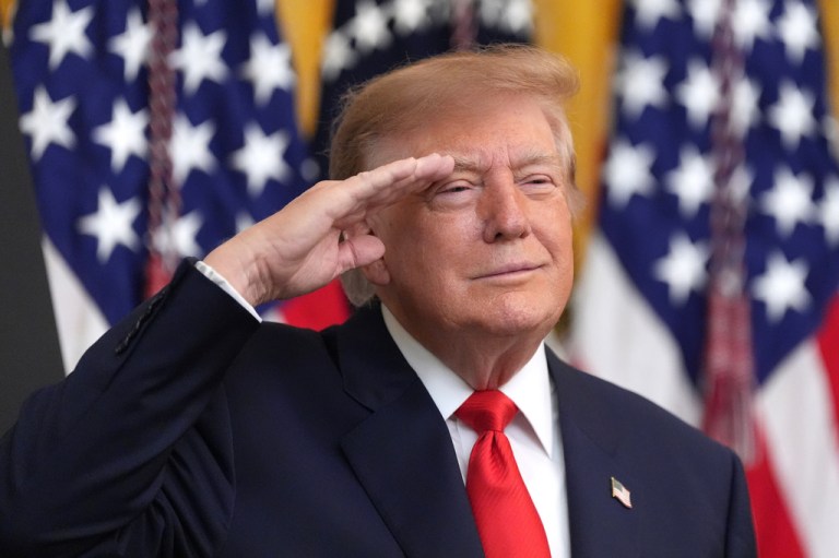 Donald Trump salutes