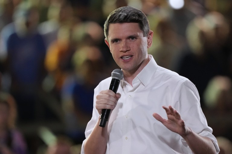 Democratic U.S. Senate candidate Texas state Rep. James Talarico speaks during a campaign event in San Marcos, Texas, Thursday, Oct. 15, 2026.