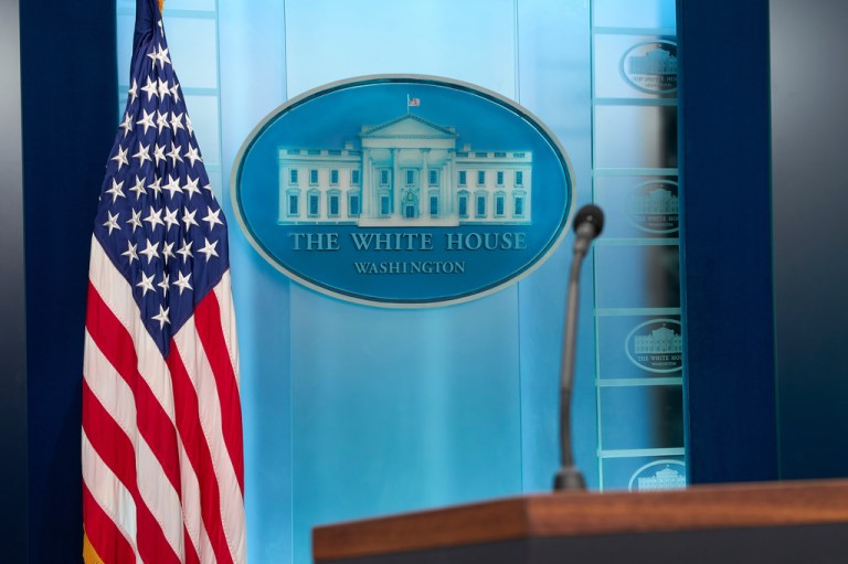 The James Brady Press Briefing Room is seen at the White House, Wednesday, Oct. 21, 2026, in Washington.