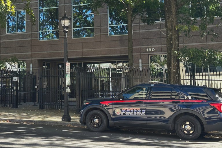 This photo taken by a smartphone shows a building that houses offices of U.S. Immigration and Customs Enforcement in downtown Atlanta on Wednesday, Oct. 21, 2026.