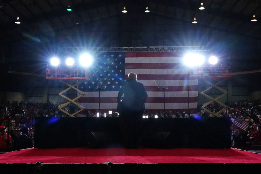 President Donald Trump speaks at a campaign rally at the T. Ed Garrison Arena, Wednesday, Oct. 21, 2026, in Pendleton, South Carolina.