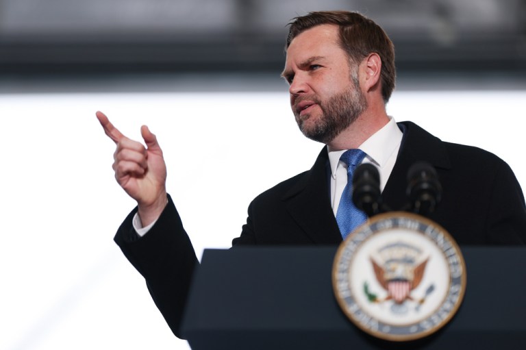 Vice President JD Vance speaks during a campaign rally