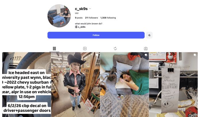 An Instagram account the FBI tied to suspect Levi Belcher.