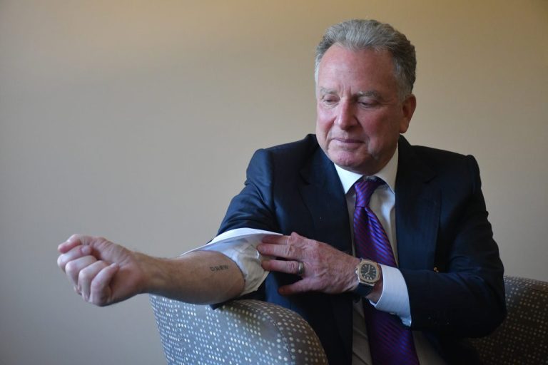 Steve Witkoff shows off a tribute tattoo to his late son, Andrew.
