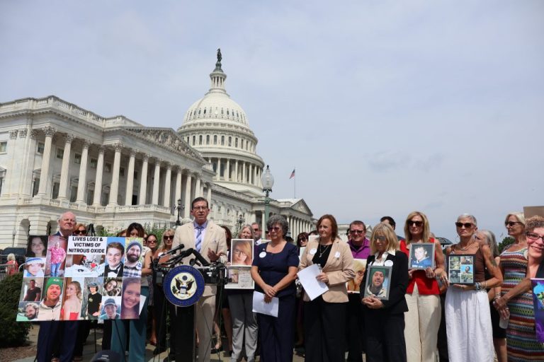 Rep. Kevin Mullin meets with PANOS members in a September press conference in front of the Capitol Building.