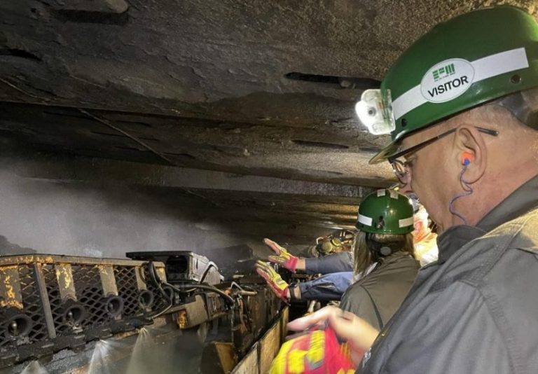 Aleppo-Workers giving visitors a tour 900 feet down the Bailey coal mine that straddles Washington and Greene counties in Pennsylvania. (Salena Zito)