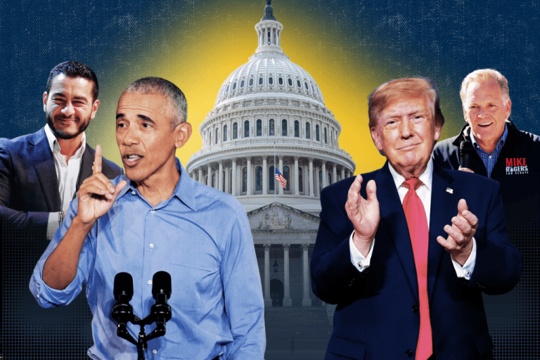 Collage of Obama, el Sayed, Trump, and Rogers