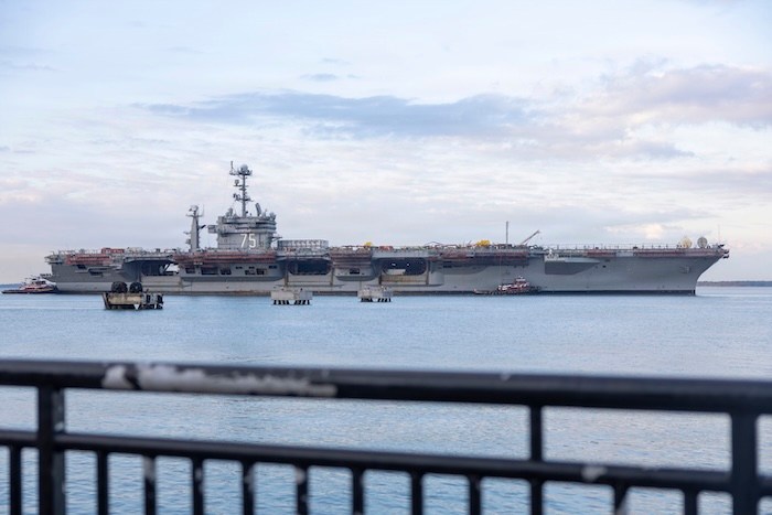 260930-N-SB240-4635 NORFOLK, Va. (Sept. 30, 2026) Tugboats assist the Nimitz-class aircraft carrier USS Harry S. Truman (CVN 75) as the ship departs Naval Station Norfolk for Newport News Shipbuilding to begin the shipyard phase of its Refueling and Complex Overhaul (RCOH). Truman began its formal RCOH Smart Start period in November 2025, preparing the ship and crew for the multi-year maintenance and modernization effort. (U.S. Navy photo by Mass Communication Specialist Seaman Apprentice Jason Wernegreen)
