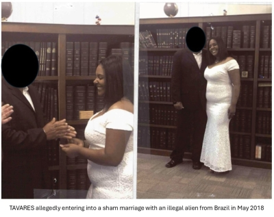 Jessica Tavares allegedly takes part in a sham marriage with a Brazilian national.