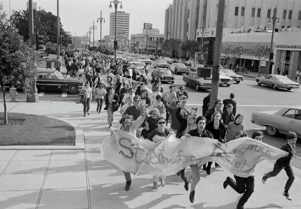 Protesters affiliated with Students for a Democratic Society.